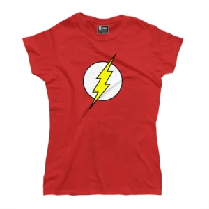 camiseta con logo del superheroe flash