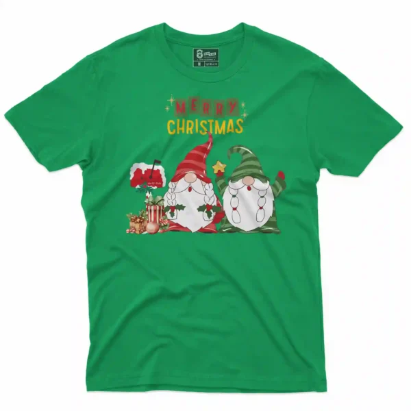 Camiseta de navidad con estampado en el frente de duendes navideños