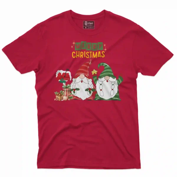 Camiseta de navidad con estampado en el frente de duendes navideños