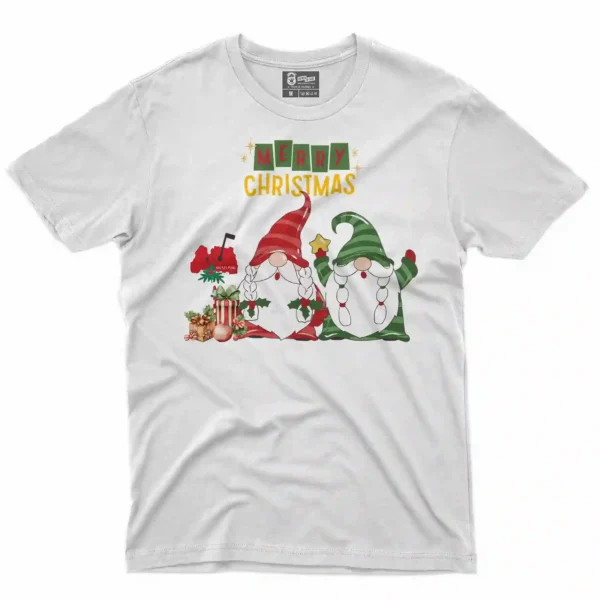 Camiseta de navidad con estampado en el frente de duendes navideños