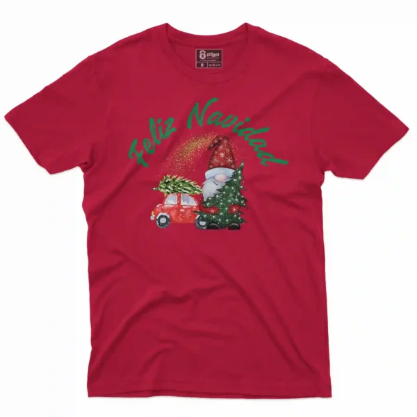 Camiseta de navidad con estampado en el frente de duende navideño