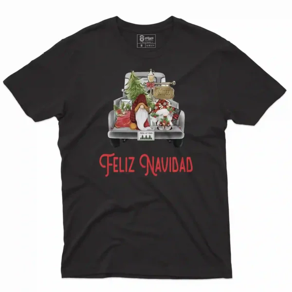 Camiseta de navidad con estampado en el frente de duendes navideños