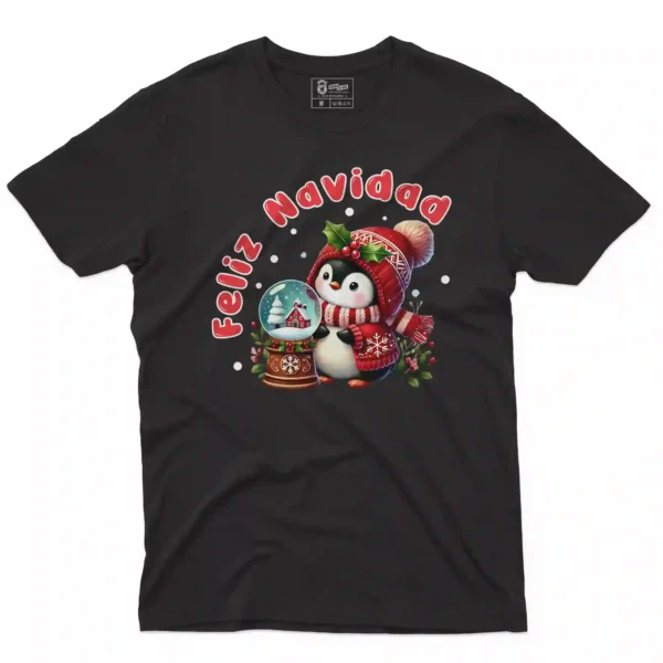 Camisetas de Navidad con estampado de pinguino navideño