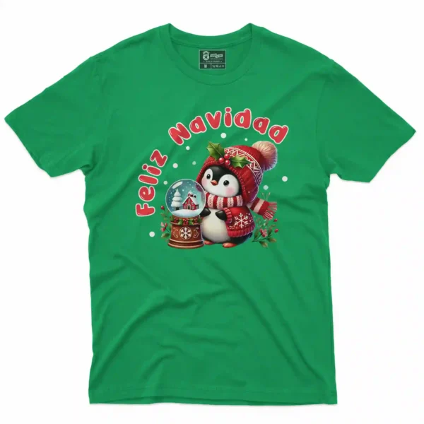 Camisetas de Navidad con estampado de pinguino navideño