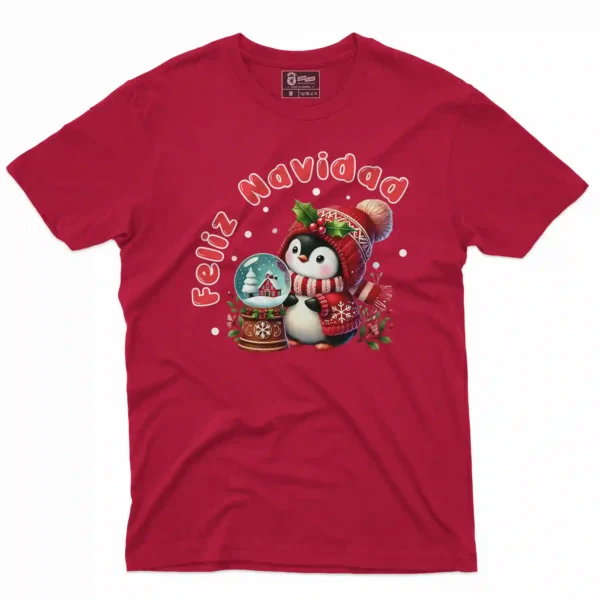 Camisetas de Navidad con estampado de pinguino navideño