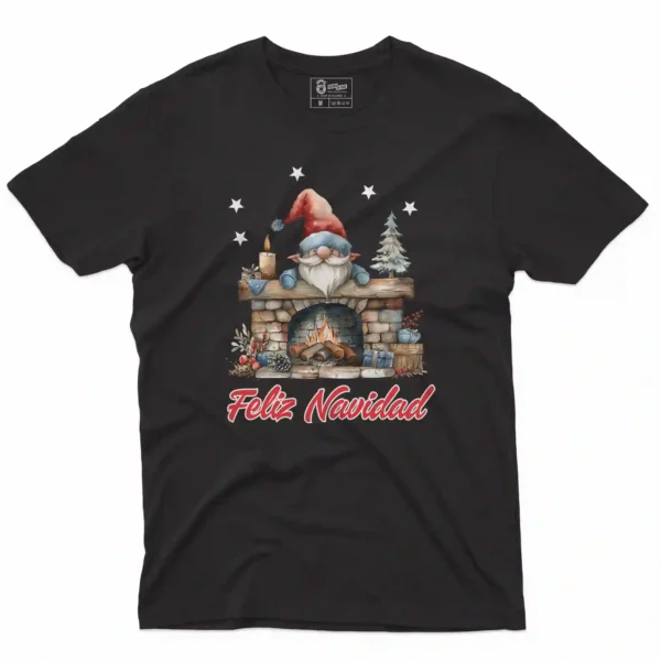 Camiseta de navidad con estampado en el frente de duende navideño