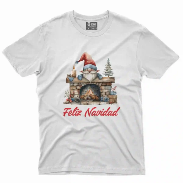 Camiseta de navidad con estampado en el frente de duende navideño