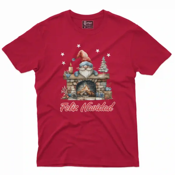 Camiseta de navidad con estampado en el frente de duende navideño