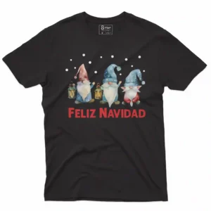 Camiseta de navidad con estampado en el frente de duendes navideños