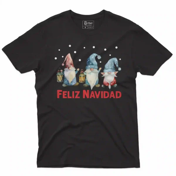 Camiseta de navidad con estampado en el frente de duendes navideños