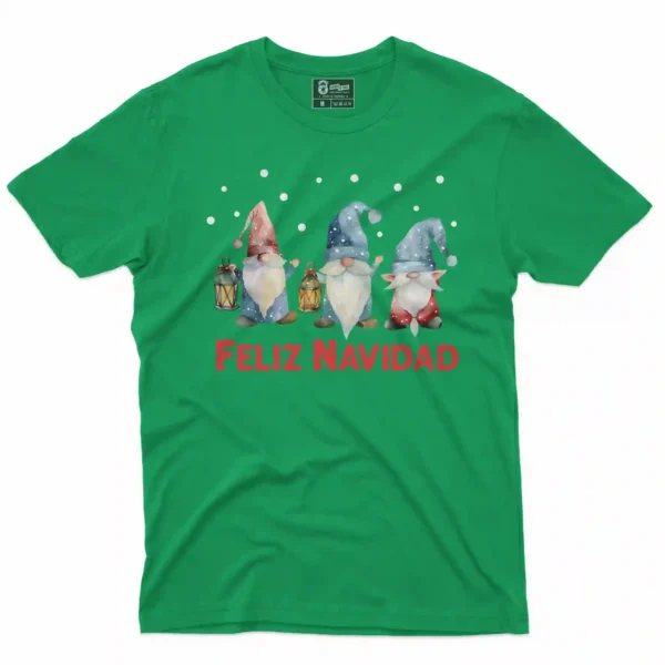 Camiseta de navidad con estampado en el frente de duendes navideños