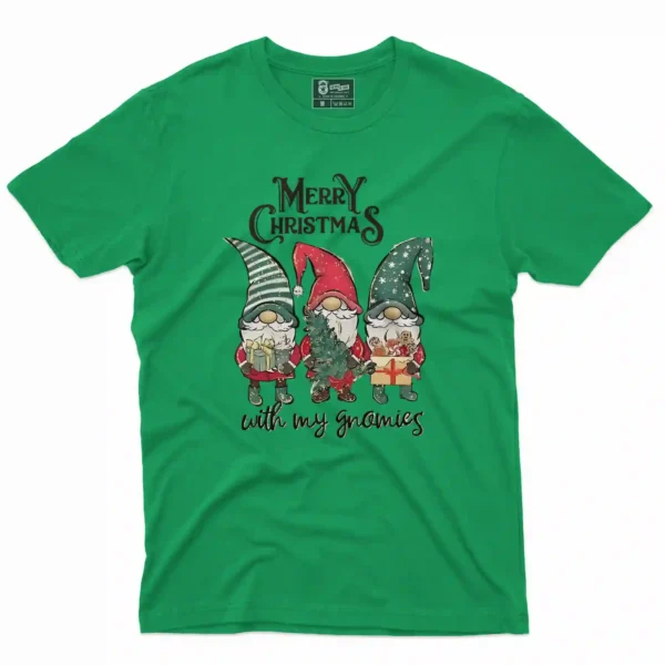 Camiseta de navidad con estampado en el frente de duendes navideños