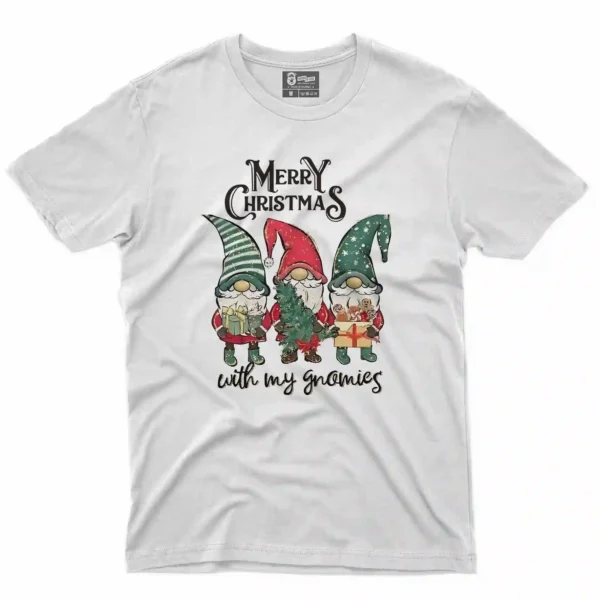 Camiseta de navidad con estampado en el frente de duendes navideños