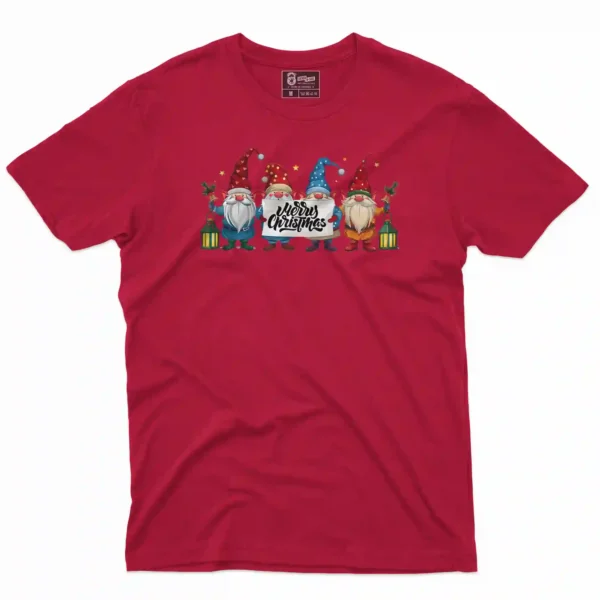 Camiseta de navidad con estampado en el frente de duendes navideños