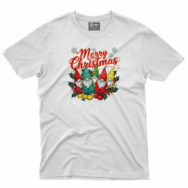 Camiseta de navidad con estampado en el frente de duendes navideños