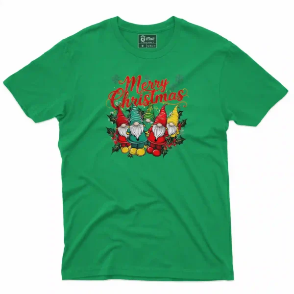 Camiseta de navidad con estampado en el frente de duendes navideños