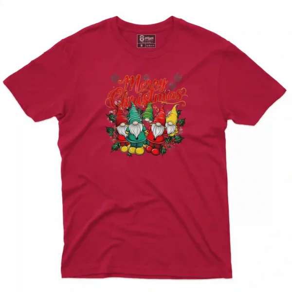 Camiseta de navidad con estampado en el frente de duendes navideños