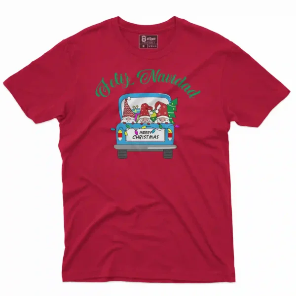 Camiseta de navidad con estampado en el frente de duendes navideños