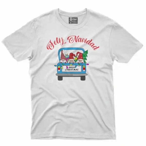 Camiseta de navidad con estampado en el frente de duendes navideños